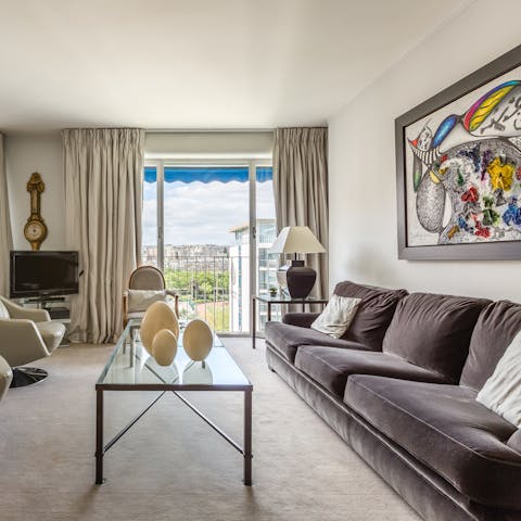 Open the French doors and let the breeze in as you relax on the sofa