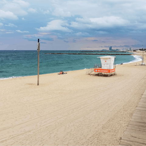 Walk five minutes to Barcelona's sandy beaches
