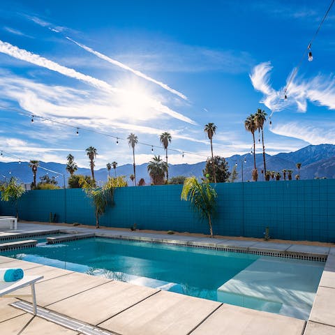 Cool off in the private pool or soak up the sun on the sun loungers