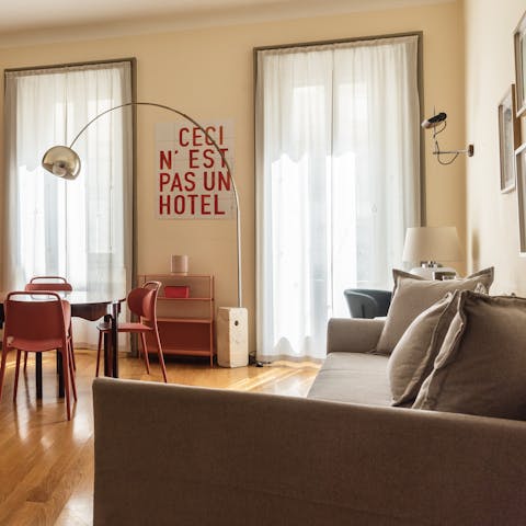 Unwind in the bright living space at the end of the day