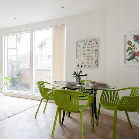 Enjoy breakfast at the dining table or outside on the private patio