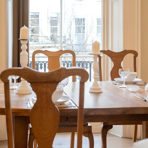 Enjoy a meal and make new plans at the dining table