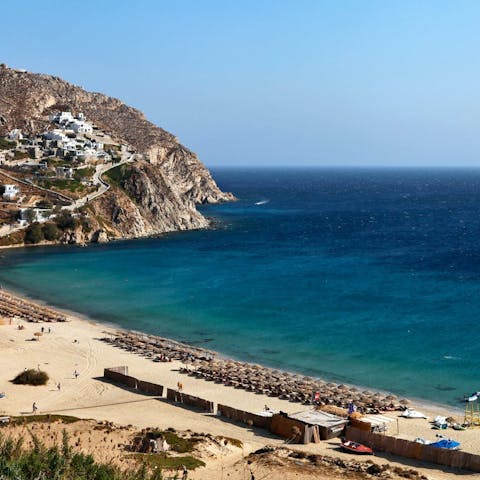 Stay just 100 metres from Elia Beach