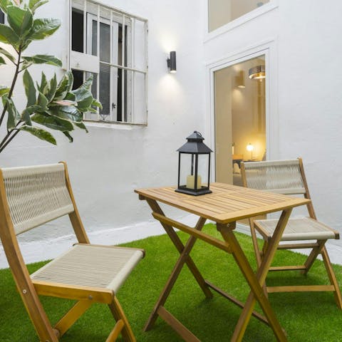 Wine or dine in the private interior courtyard