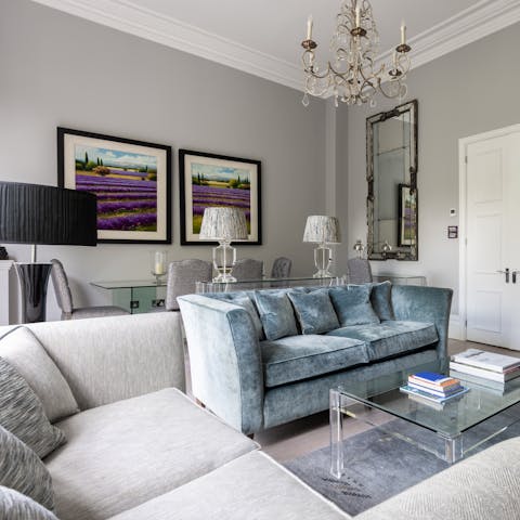 Soak up the elegant atmosphere of the living room while indulging in some tea and pastries from the local bakeries