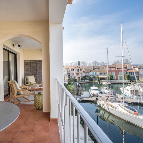 Admire the wonderful views of the canals from the balcony