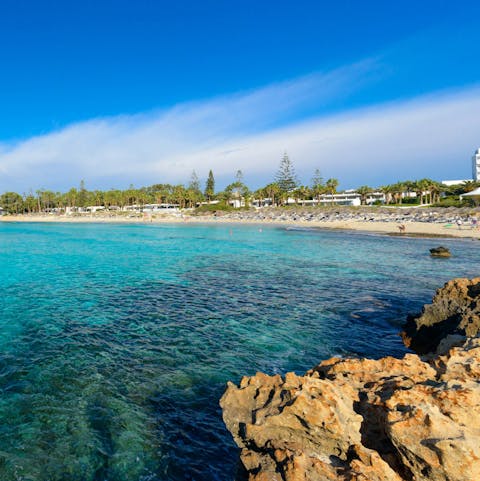 Flip-flop down to your local beach, just 400 metres away