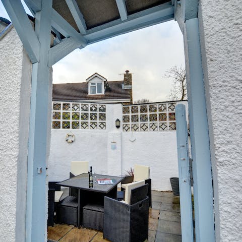 Take a bottle of wine out to the private patio and enjoy some nibbles alfresco