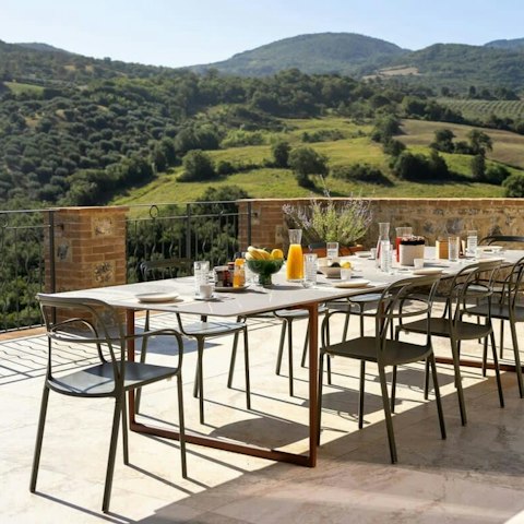 Enjoy sunny alfresco breakfasts or moonlit dinners at the outdoor dining table