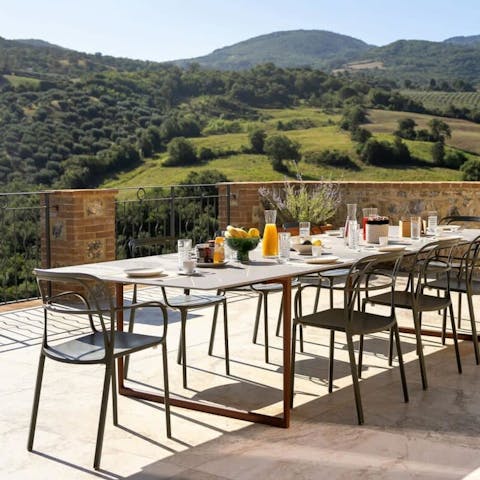 Enjoy sunny alfresco breakfasts or moonlit dinners at the outdoor dining table