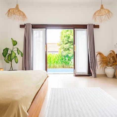 Enjoy plenty of natural light in the mornings with the home's French doors