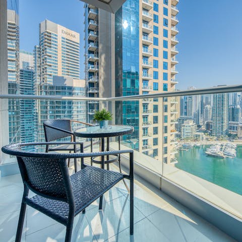 Sip a cup of coffee and take in spectacular views on the private balcony