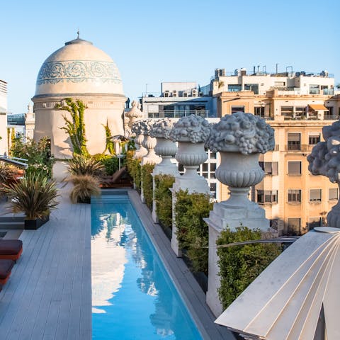 Cool off in the shared rooftop pool