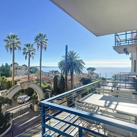 See the sea from the private balcony