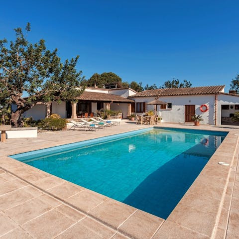 Swim in the private pool to cool off in the Mallorcan heat