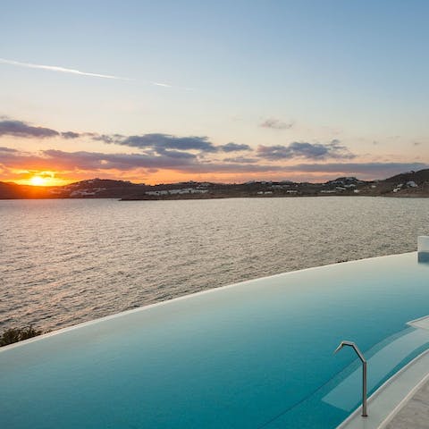 Enjoy a sunset swim in the stunning infinity pool