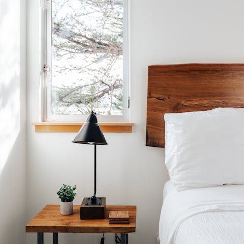 Wake up in the minimalist bedroom feeling rested and ready for another day of sightseeing