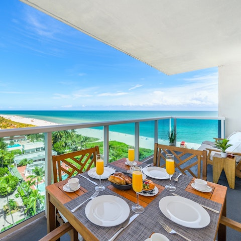 Cheers the day with a mimosa brunch on the private balcony