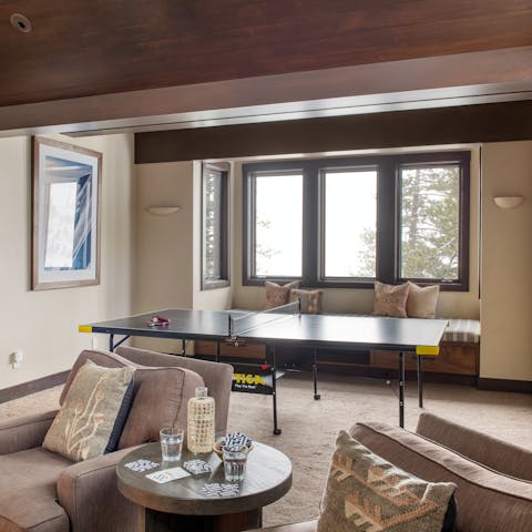 Play a few rounds of ping pong or shoot your shot on the shuffleboard table