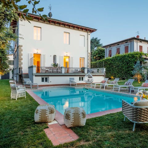 Splash about in the seasonal pool on a sunny afternoon