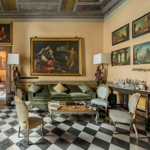 Feel like royalty while relaxing in the sitting room