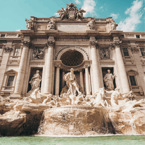 Start your stay in Rome with a stroll to the Trevi fountain