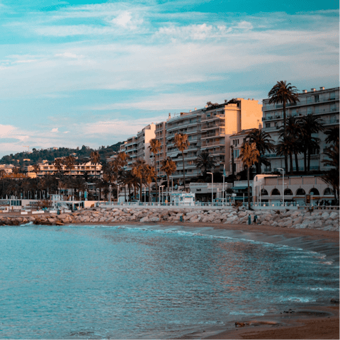 Spend the day on the sands of Croisette beach, a short stroll away