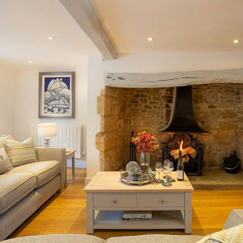 Unwind on a chilly evening in front of the fire