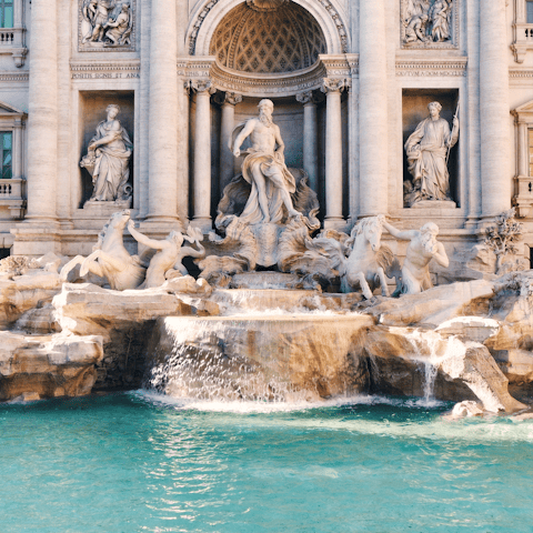 Start your sightseeing at the nearby Trevi Fountains