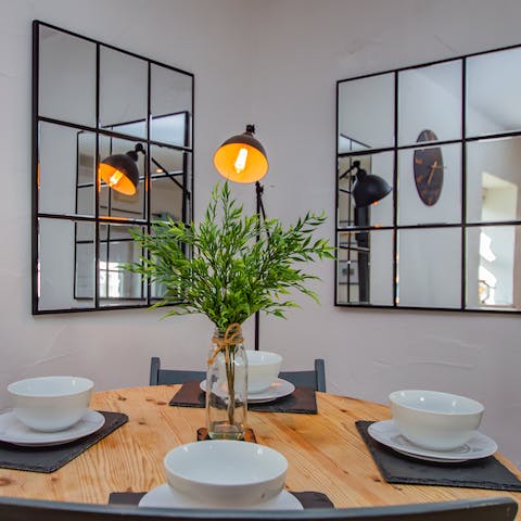 Enjoy meals at the stylish dining table