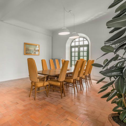 Sit down to formal dinners together in the dining room