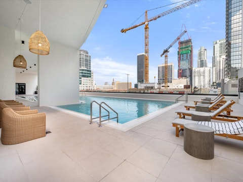 Enjoy a swim in the communal rooftop pool