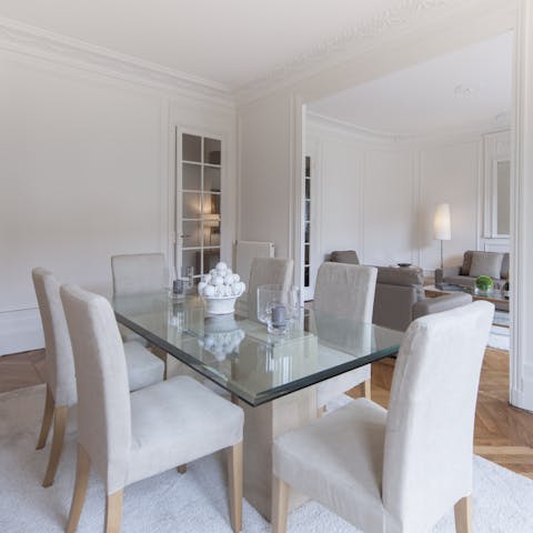Have a French cheese and wine night at the formal dining area