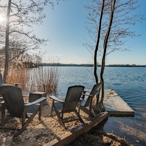 Launch off with the provided kayaks and paddleboard from the home's jetty