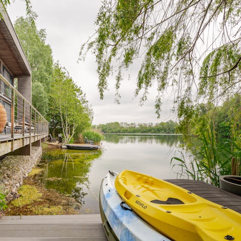Launch off with the provided kayaks and paddleboard from the home's jetty