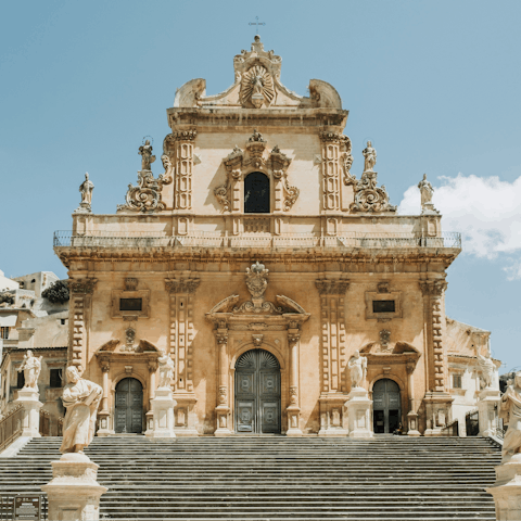 Begin your stay in Sicily with a scenic drive to Modica