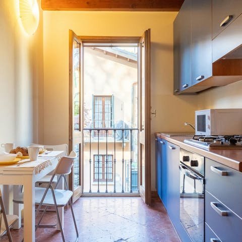 Prepare snacks or meals in the convenient kitchen