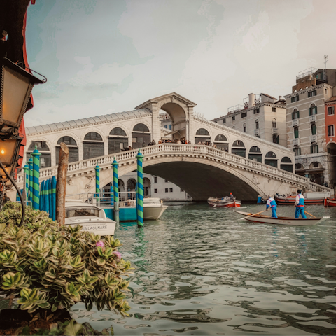 Wander over to the Rialto Bridge, ten minutes away