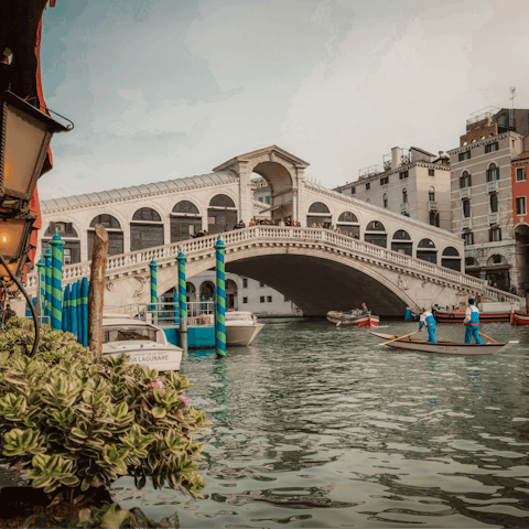 Wander over to the Rialto Bridge, ten minutes away