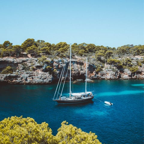 Spend time at Canyamel Beach, a seven-minute stroll away
