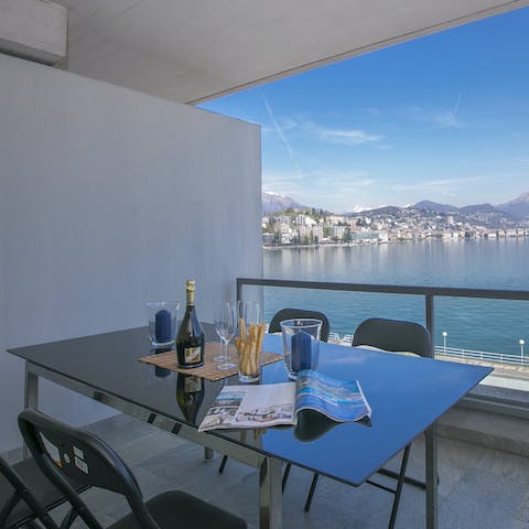 Sip a glass of champagne on the balcony as you admire the stunning views