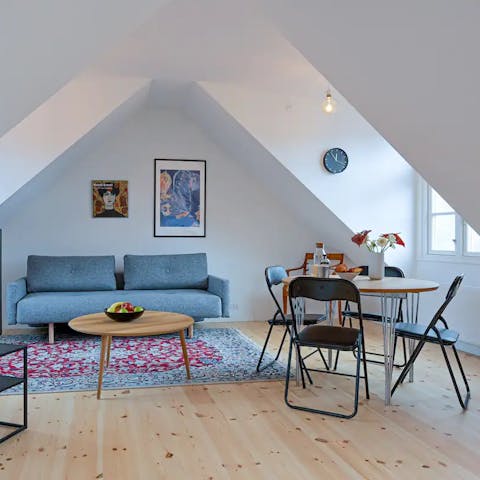 Relax in your welcoming top-floor space at the end of the day