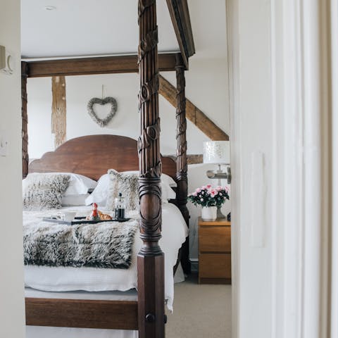 Sleep like rural nobility in the four-poster beds