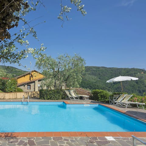 Enjoy a refreshing dip in the shared swimming pool