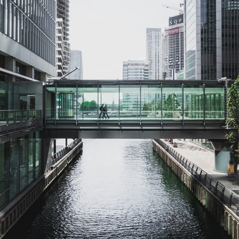 Stay in sleek Canary Wharf, a major business district of London