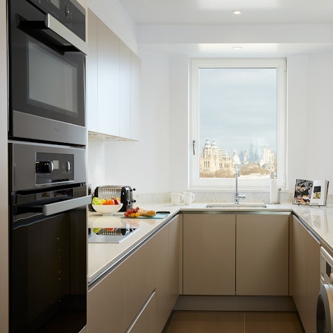Rustle up your favourites in the sleek kitchen