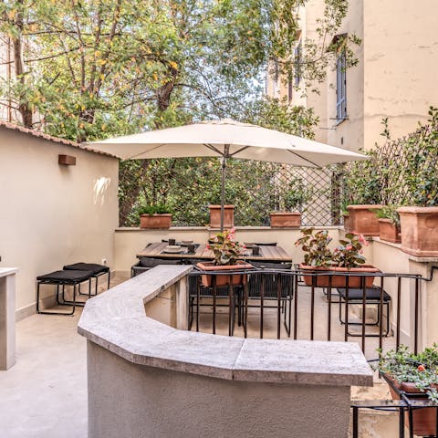 Enjoy some antipasti in the sunny, private courtyard