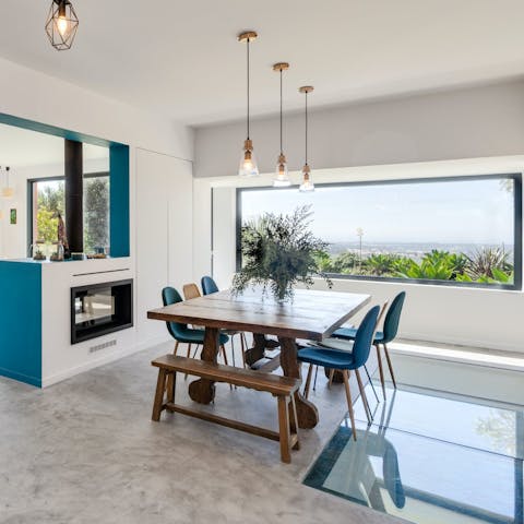 Enjoy beautiful sunset views while dining at home