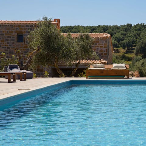 Start the day with a few lengths in the shared swimming pool