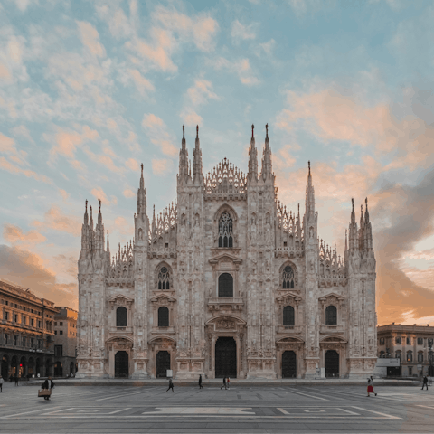 Begin your stay in Milan with a stroll to Piazza del Duomo
